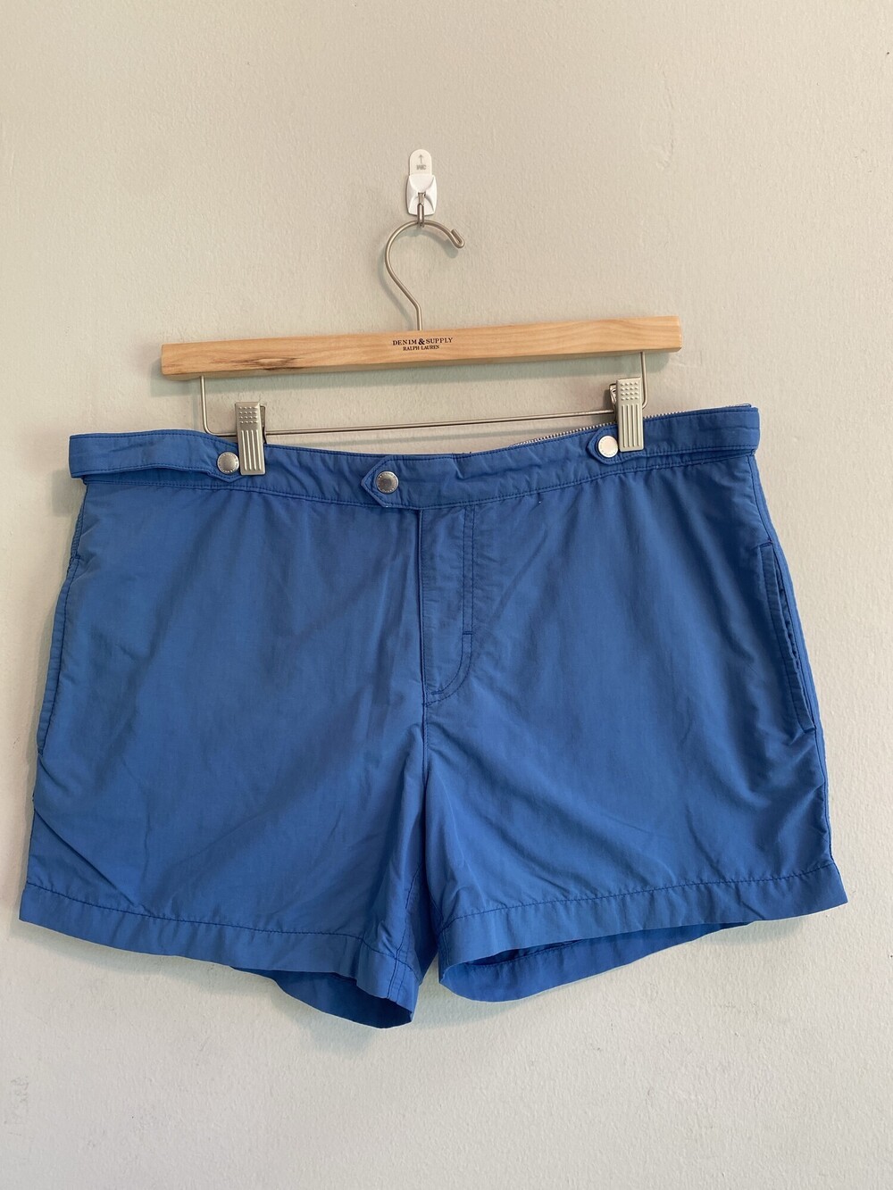 Solid & Striped Swim Trunks Blue Adjustable Waist Men's XL